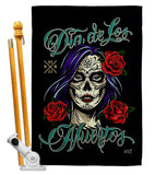 La Catrina Rose - Halloween Fall Vertical Impressions Decorative Flags HG137493 Made In USA