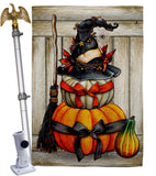 Witch Pumpkins - Halloween Fall Vertical Impressions Decorative Flags HG137633 Made In USA