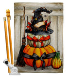 Witch Pumpkins - Halloween Fall Vertical Impressions Decorative Flags HG137633 Made In USA