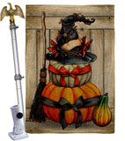 Witch Pumpkins - Halloween Fall Vertical Impressions Decorative Flags HG137633 Made In USA