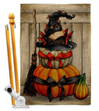 Witch Pumpkins - Halloween Fall Vertical Impressions Decorative Flags HG137633 Made In USA