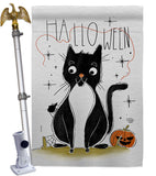 Halloween Tuxedo Cat - Halloween Fall Horizontal Impressions Decorative Flags HG190175 Made In USA