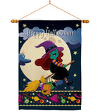 Happy Halloween Witch - Halloween Fall Vertical Impressions Decorative Flags HG192218 Made In USA