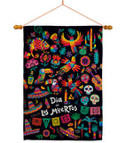 Fiesta Dia de Muertos - Halloween Fall Vertical Impressions Decorative Flags HG192694 Made In USA