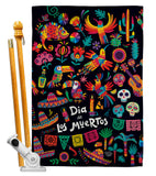 Fiesta Dia de Muertos - Halloween Fall Vertical Impressions Decorative Flags HG192694 Made In USA