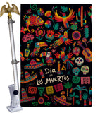 Fiesta Dia de Muertos - Halloween Fall Vertical Impressions Decorative Flags HG192694 Made In USA