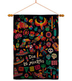 Fiesta Dia de Muertos - Halloween Fall Vertical Impressions Decorative Flags HG192694 Made In USA