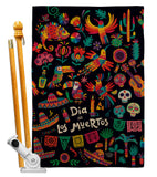 Fiesta Dia de Muertos - Halloween Fall Vertical Impressions Decorative Flags HG192694 Made In USA