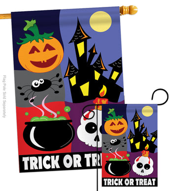 Trick or Treat Night - Halloween Fall Vertical Applique Decorative Flags HG112048 Imported