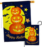 Pumpkin Trio - Halloween Fall Vertical Impressions Decorative Flags HG112107 Made In USA