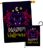 Neon Halloween Cat - Halloween Fall Vertical Impressions Decorative Flags HG112108 Made In USA