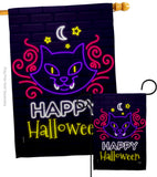 Neon Halloween Cat - Halloween Fall Vertical Impressions Decorative Flags HG112108 Made In USA