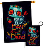 Skull Cat - Halloween Fall Vertical Impressions Decorative Flags HG112110 Made In USA