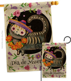 Dia De Muertos Cat - Halloween Fall Vertical Impressions Decorative Flags HG112114 Made In USA