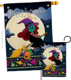 Happy Halloween Witch - Halloween Fall Vertical Impressions Decorative Flags HG192218 Made In USA