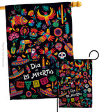 Fiesta Dia de Muertos - Halloween Fall Vertical Impressions Decorative Flags HG192694 Made In USA