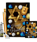 Happy Hanukkah - Hanukkah Winter Vertical Impressions Decorative Flags HG137063 Made In USA