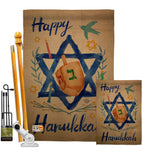 Happy Hanukkah - Hanukkah Winter Vertical Impressions Decorative Flags HG191077 Made In USA