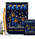 Peace Love Happiness - Hanukkah Winter Vertical Impressions Decorative Flags HG192315 Made In USA