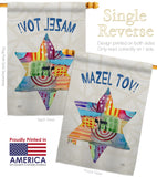 Mazel Tov Star - Hanukkah Winter Vertical Impressions Decorative Flags HG114132 Made In USA