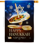 Happy Hanukkah Dreidel - Hanukkah Winter Vertical Impressions Decorative Flags HG114174 Made In USA