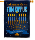 Blessed Yom Kippur - Hanukkah Winter Vertical Impressions Decorative Flags HG114226 Made In USA