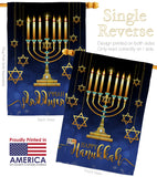 Happy Hanukkah - Hanukkah Winter Vertical Impressions Decorative Flags HG114227 Made In USA