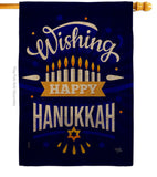 Wish Happy Hanukkah - Hanukkah Winter Vertical Impressions Decorative Flags HG114239 Made In USA