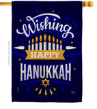 Wish Happy Hanukkah - Hanukkah Winter Vertical Impressions Decorative Flags HG114239 Made In USA