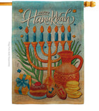 Hanukkah Feast - Hanukkah Winter Vertical Impressions Decorative Flags HG120278 Made In USA