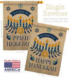 Wish You Happy Hanukkah - Hanukkah Winter Vertical Impressions Decorative Flags HG137129 Made In USA