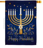 Happy Hanukkah - Hanukkah Winter Vertical Impressions Decorative Flags HG137324 Made In USA