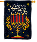 Happy Hanukkah - Hanukkah Winter Vertical Impressions Decorative Flags HG137327 Made In USA