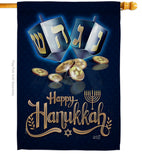 Happy Hanukkah - Hanukkah Winter Vertical Impressions Decorative Flags HG137330 Made In USA