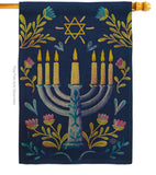 Lighting Hanukkah - Hanukkah Winter Vertical Impressions Decorative Flags HG190184 Made In USA