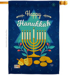 Happy Hanukkah - Hanukkah Winter Vertical Impressions Decorative Flags HG191061 Made In USA