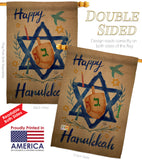 Happy Hanukkah - Hanukkah Winter Vertical Impressions Decorative Flags HG191077 Made In USA