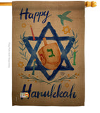 Happy Hanukkah - Hanukkah Winter Vertical Impressions Decorative Flags HG191077 Made In USA