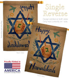 Happy Hanukkah - Hanukkah Winter Vertical Impressions Decorative Flags HG191077 Made In USA