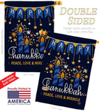 Peace Love Happiness - Hanukkah Winter Vertical Impressions Decorative Flags HG192315 Made In USA