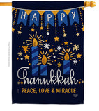 Peace Love Happiness - Hanukkah Winter Vertical Impressions Decorative Flags HG192315 Made In USA