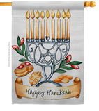 Happy Hanukkah - Hanukkah Winter Vertical Impressions Decorative Flags HG192316 Made In USA