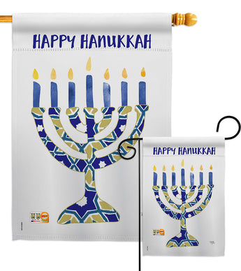 Hanukkah Menorah - Hanukkah Winter Vertical Impressions Decorative Flags HG114173 Made In USA