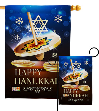 Happy Hanukkah Dreidel - Hanukkah Winter Vertical Impressions Decorative Flags HG114174 Made In USA