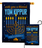 Blessed Yom Kippur - Hanukkah Winter Vertical Impressions Decorative Flags HG114226 Made In USA