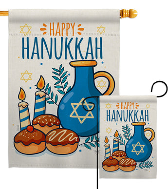 Hanukkah Sufganiyot - Hanukkah Winter Vertical Impressions Decorative Flags HG114240 Made In USA