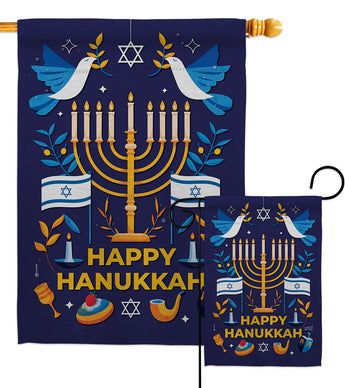 Hanukkah Bless - Hanukkah Winter Vertical Impressions Decorative Flags HG130425 Made In USA