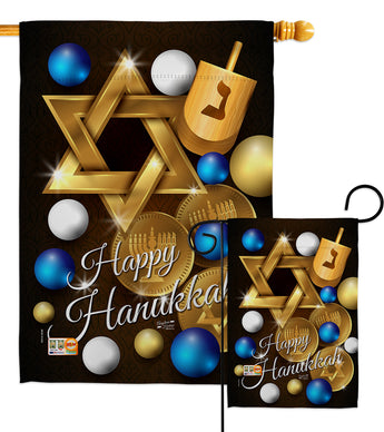 Happy Hanukkah - Hanukkah Winter Vertical Impressions Decorative Flags HG137063 Made In USA