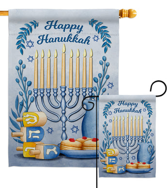 Happy Hanukkah - Hanukkah Winter Vertical Impressions Decorative Flags HG137326 Made In USA
