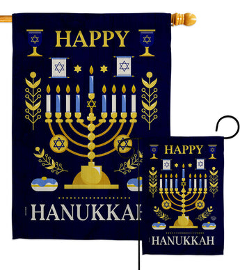 Joy Of Hanukkah - Hanukkah Winter Vertical Impressions Decorative Flags HG190012 Made In USA